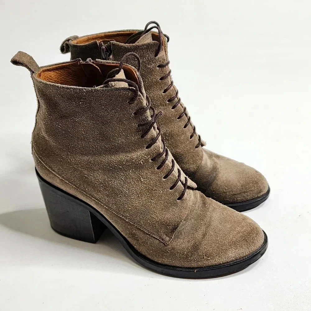 Coclico Vash Lace Up‎ Booties Suede Zip Boots Size 7 US
